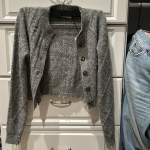 Zara cropped jeweled cardigan
